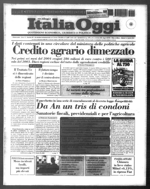 Italia oggi : quotidiano di economia finanza e politica